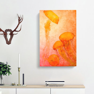 The Orange Jellyfish - Wrapped Canvas