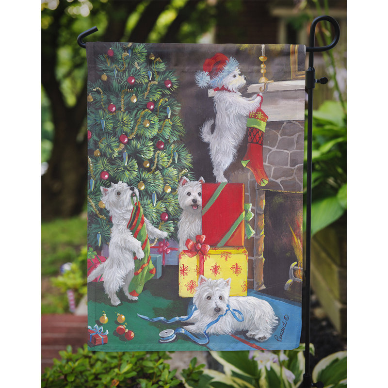 Drapeau de jardin en forme d'ange de Noël à 2 côtés Iaeger, Westie qui décore