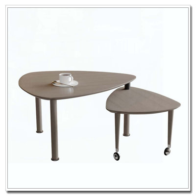 Table basse rotative avec pieds en bois d'hévéa massif
