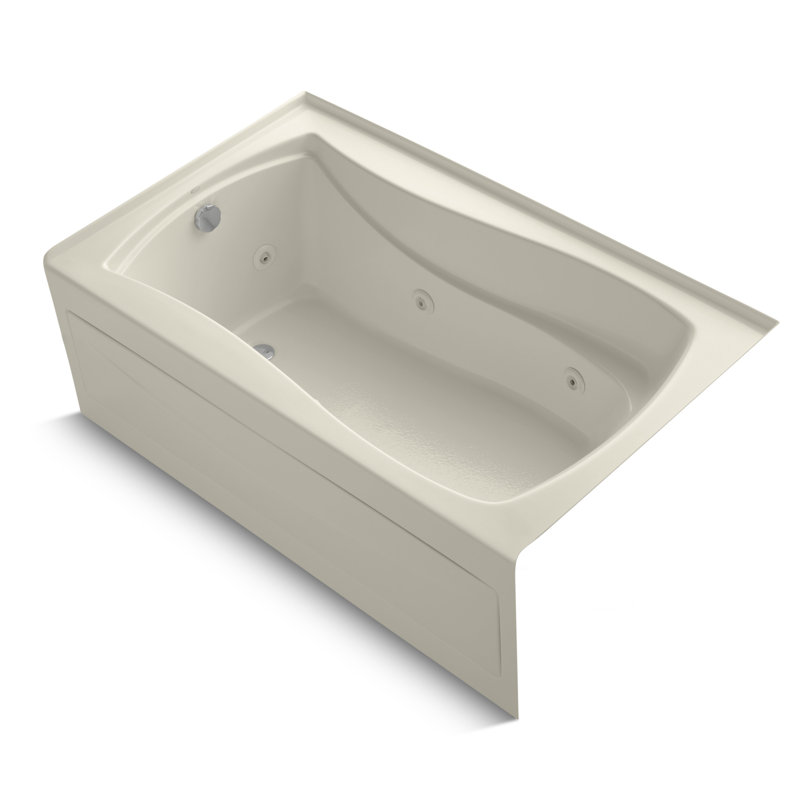 Mariposa® 60" x 36" Alcove in Whirlpool Acrylic Bathtub with Heater, Ice Gray, Left