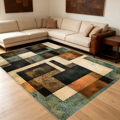 Modern Earth Tone area rugs for Living Room, Soft and Comfortable, Suitable for all seasons, easy to maintain, machine washable Indoor floor mat, Under Table Farmhouse suitable for Bedroom, Dining Room, Study,  Balcony, Home Decor Patio