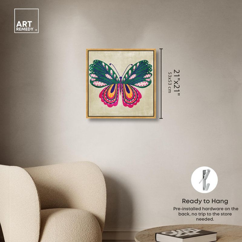 «Butterfly Wings» par Art Remedy, H 21 po x l 21 po, Cadre flottant doré