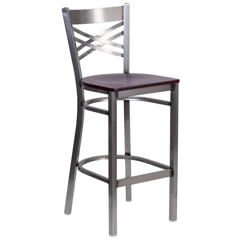 Tabouret de bar en métal «X», Acajou