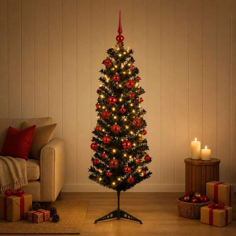 Christmas Tree, 120 cm, with LEDs & red balls