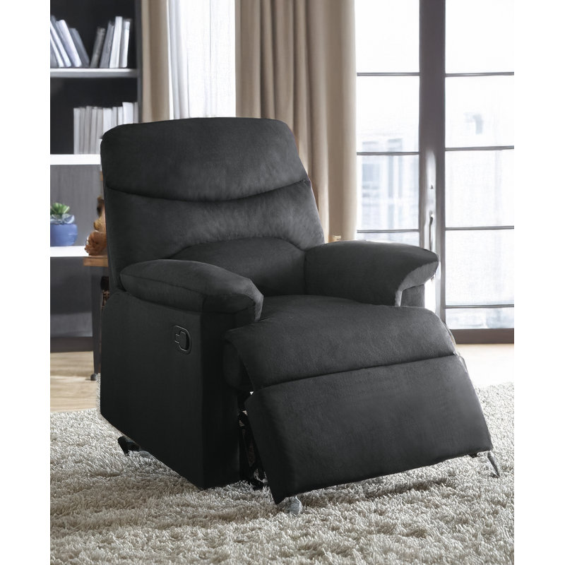 Astrea Upholstered Power Recliner, Black Fabric