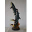 Statue en bronze Lareau, trois tortues dauphins et roue de bateau, taille: 17 po x 13 po x H 40 po.