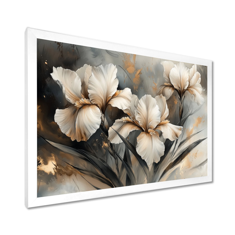 «Yellow Irise Desire I», art mural jaune, H 12 po x l 20 po, Impression d'un seul cadre photo sans passe-partou, Blanc