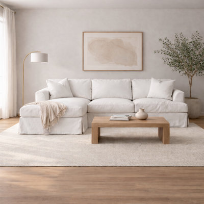 Lucia 128" Wide Slipcovered Sofa & Chaise