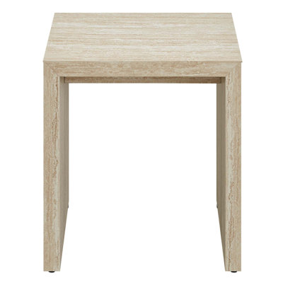 Mirella Faux Travertine Side Table In Travertine