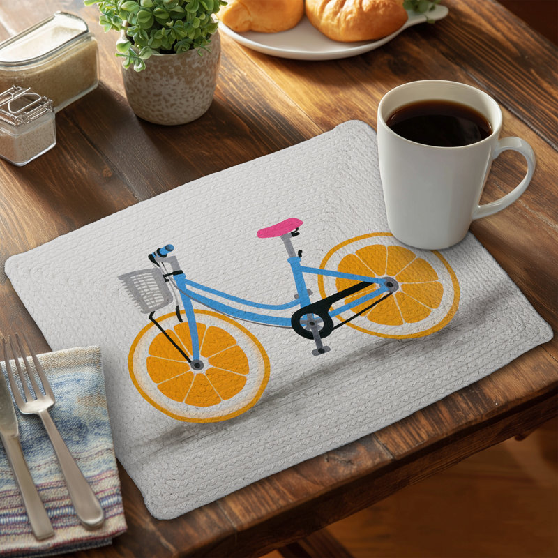 Blue Hobbies Orange Wheel Bike Polyester Placemat - Home Decor