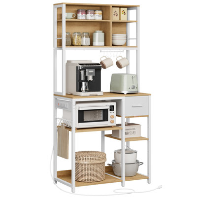 31.5“W 71"H Coffee Bar With Adjustable Storage Shelves