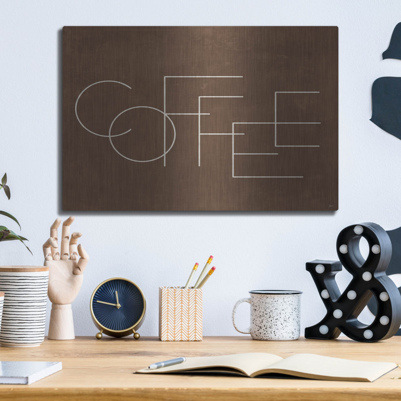 «Coffee I» par Jess Aiken, art de luxe en métal «Coffee I» par Jess Aiken, H 12 po x l 16 po
