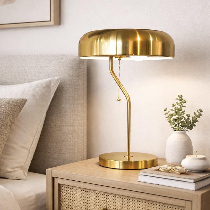 Latessia Metal Fixture Table Lamp for Living Spaces and Bedroom Gold Brush