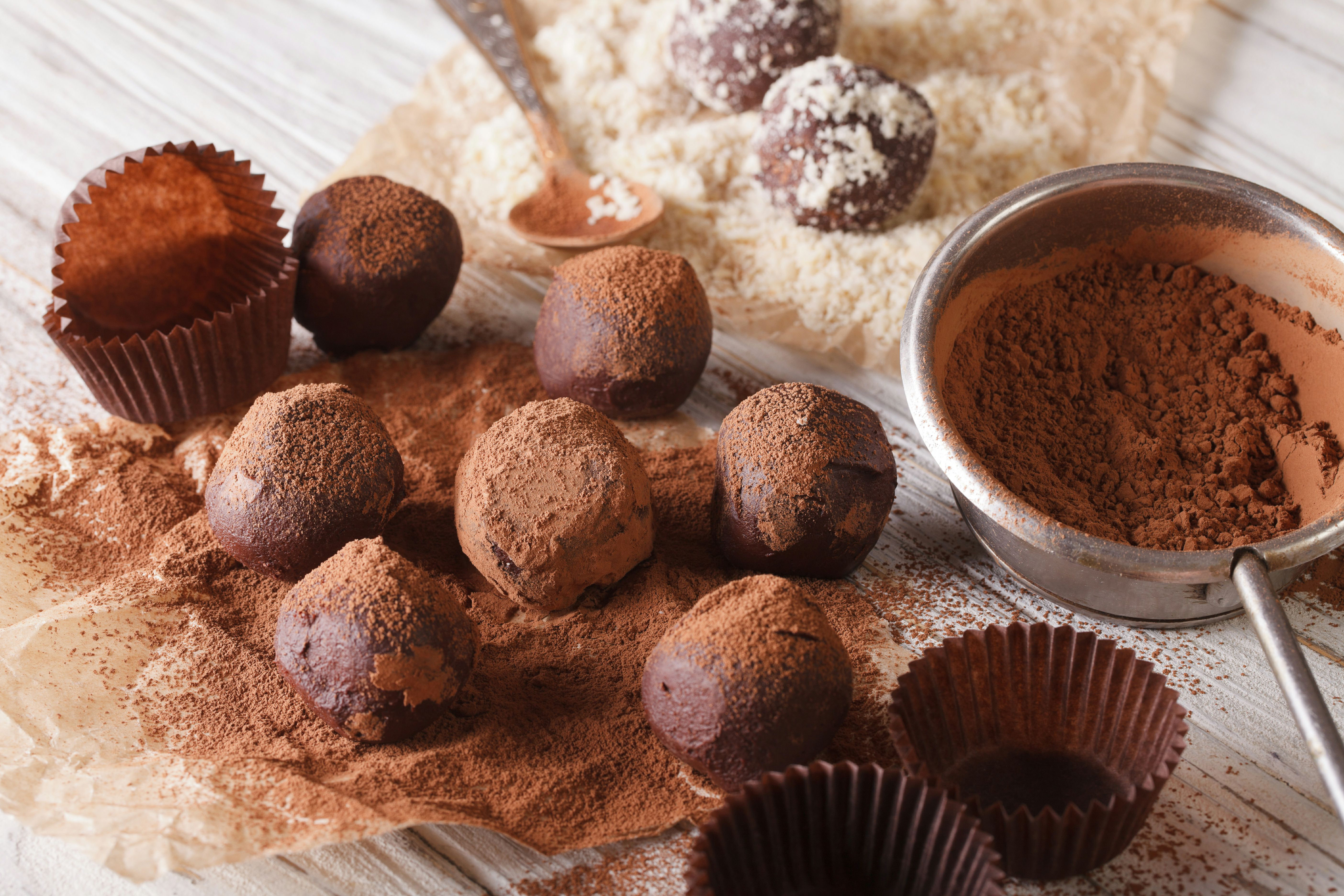 Scoop Of Chocolate Truffles Burlap Truffle Horizontal Photo