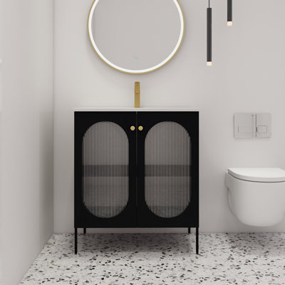  Meuble-lavabo autoportant de 30 po avec lavabo Lex, meuble-lavabo autoportant à 2 portes Lex