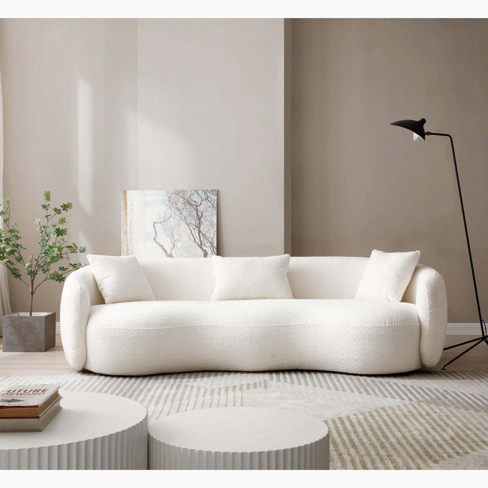 Corrigan Studio Yazgur 93.6'' Mid Century Modern Curved Living Room