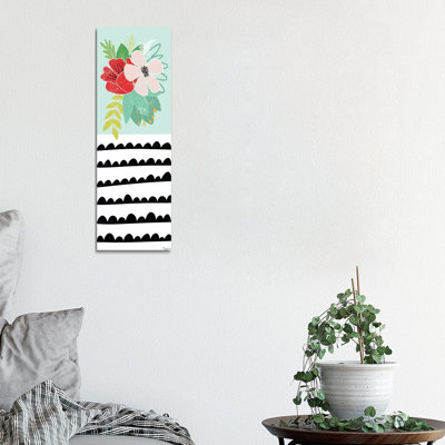 Teal Floral by Gigi Louise - Wrapped Canvas Panoramic Print