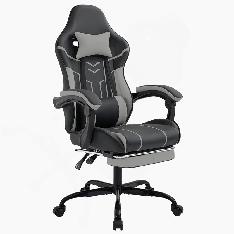Chaise de jeu, chaise d'ordinateur ergonomique avec repose-pieds Chaise de bureau ergonomique avec dossier lombaire noir