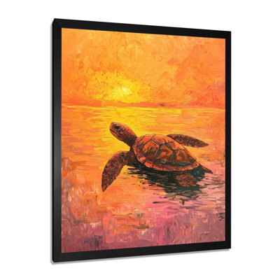 Turtle At Sunset - Turtle Canvas Print