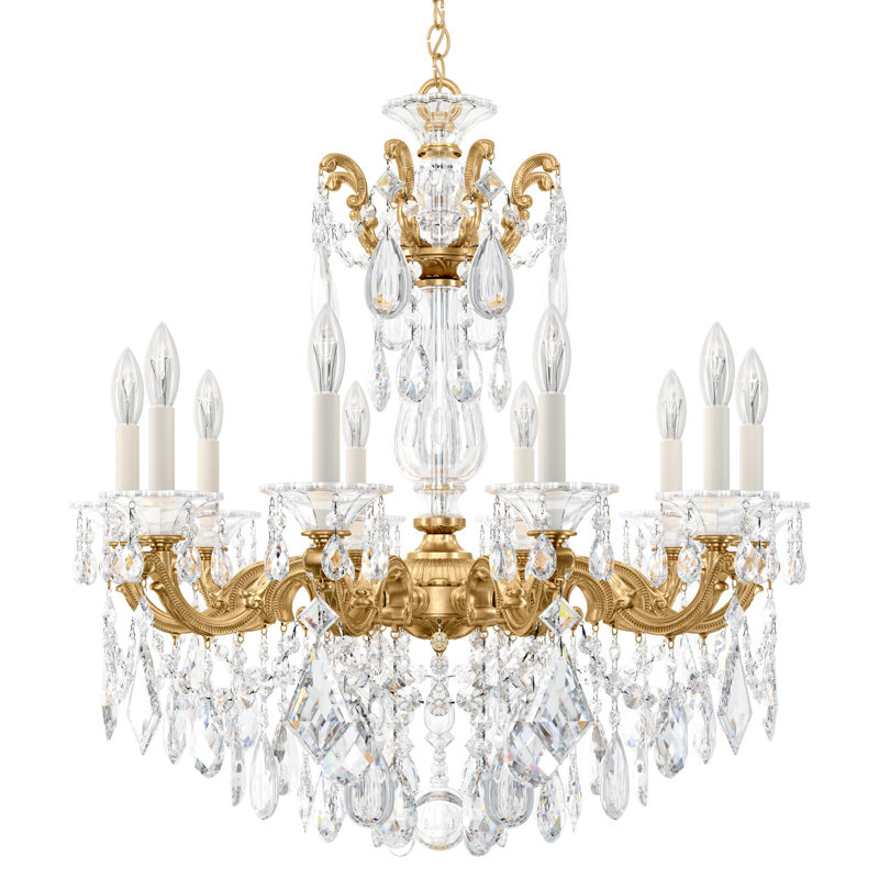 La Scala 10 - Light Crystal Chandelier, Heirloom Gold, Handcut Clear