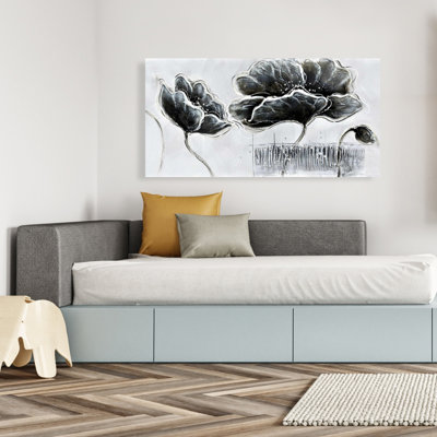 Fleurs de style industriel en niveaux de gris - décor sur toile moderne