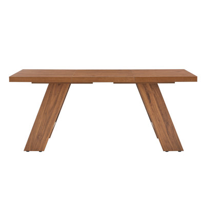 71×31.5Inches Walnut Wood Grain MDF Splicing Rectangular Dining Table.Double-Panel Outward-Sloping Table Legs.Modern Dining Table For Home Use.Accommodates 6-8 People, Versatile For Multiple Scenarios