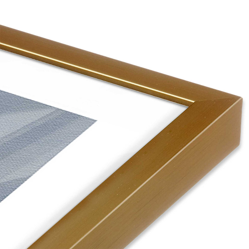 Reproduction d'art «Mute Blue Landscape» par Silvia Vassileva, H 18 po x l 24 po, Doré, Blanc