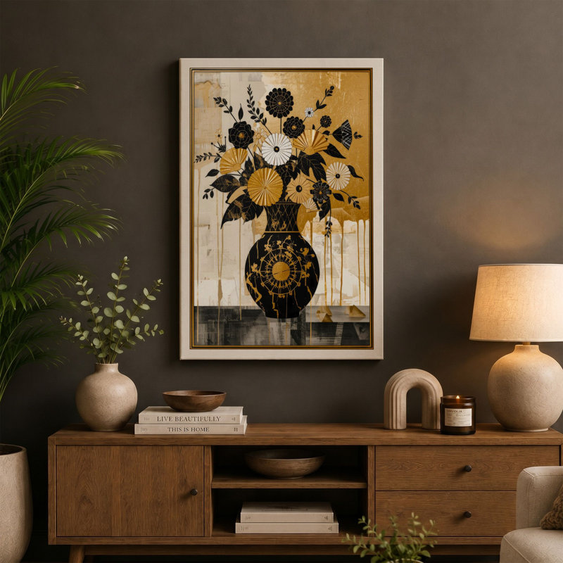 Patterned Vase Study Boho - Wrapped Canvas, 24x16 - 61.0 x 40.6 cm, White Border