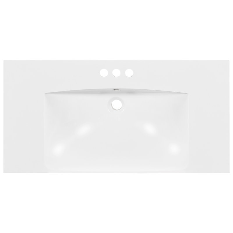 Lavabo de salle de bain rectangulaire 3 trous 36 po x 18 po avec lavabo seulement, lavabo sur comptoir seulement, convient au robinet central de 4 po (blanc et robinet non inclus)