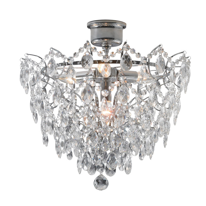 Rodrigues Machine Cut Crystals Semi Flush Mount, Chrome