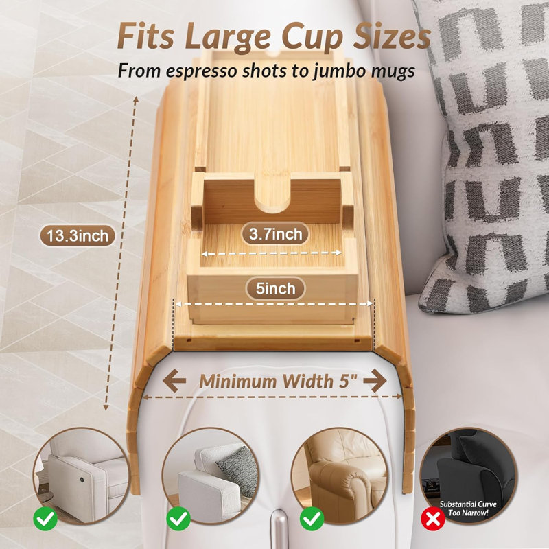 Bamboo Sofa Armrest Table
