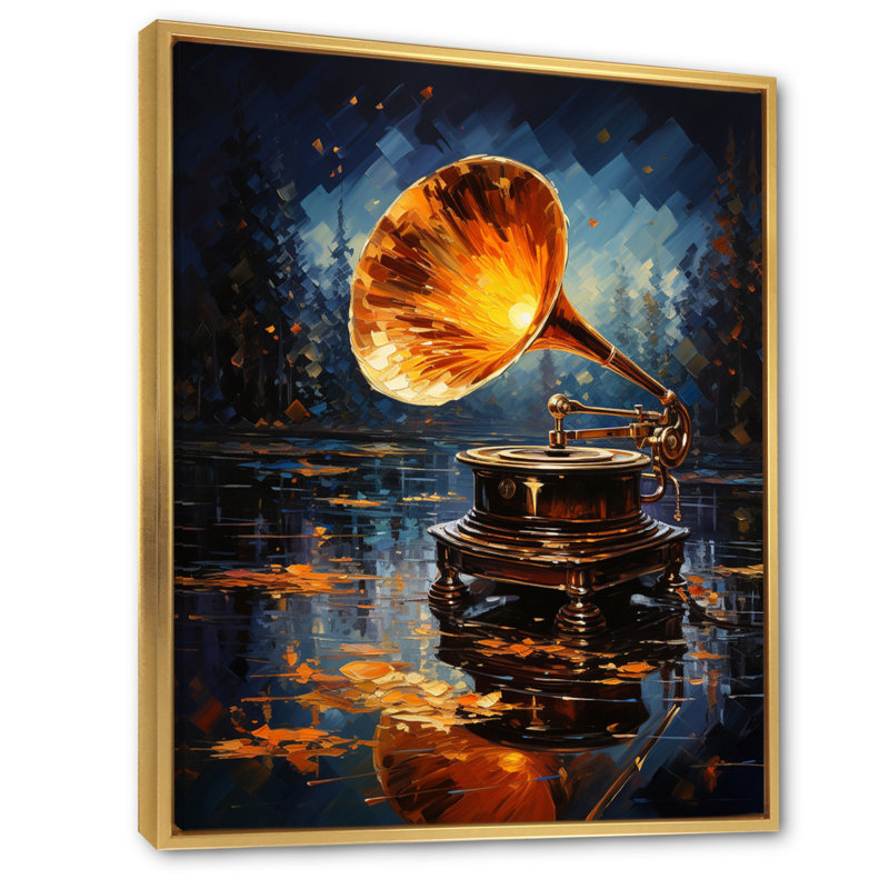 Kostyk Gold Phonographs Melodic Reflections Pointillism, reproduction d'art sur toile, H 44 po x l 34 po x P 1,5 po