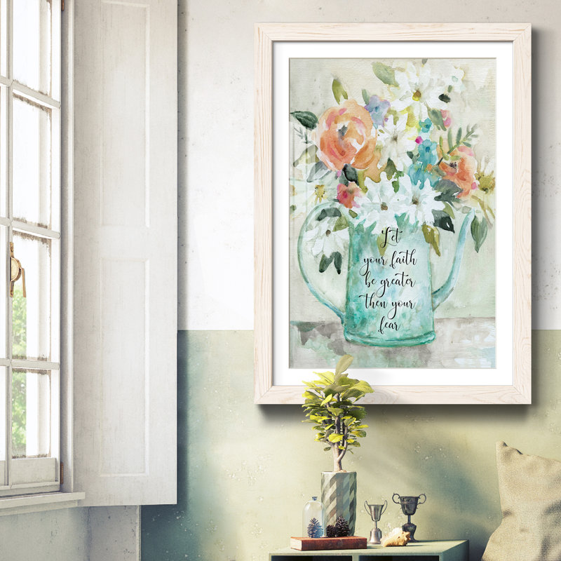 Daisy Pitcher Bouquet - Reproduction d'art sur papier encadrée, Papier encadré blanc, H 44 po x l 31 po x P 1 po