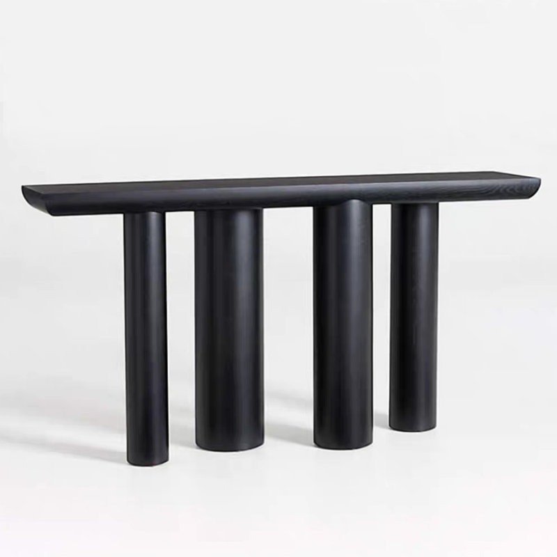 Modern minimalist rectangular console table, 31.5" H x 66.9" W x 13.8" D, Black