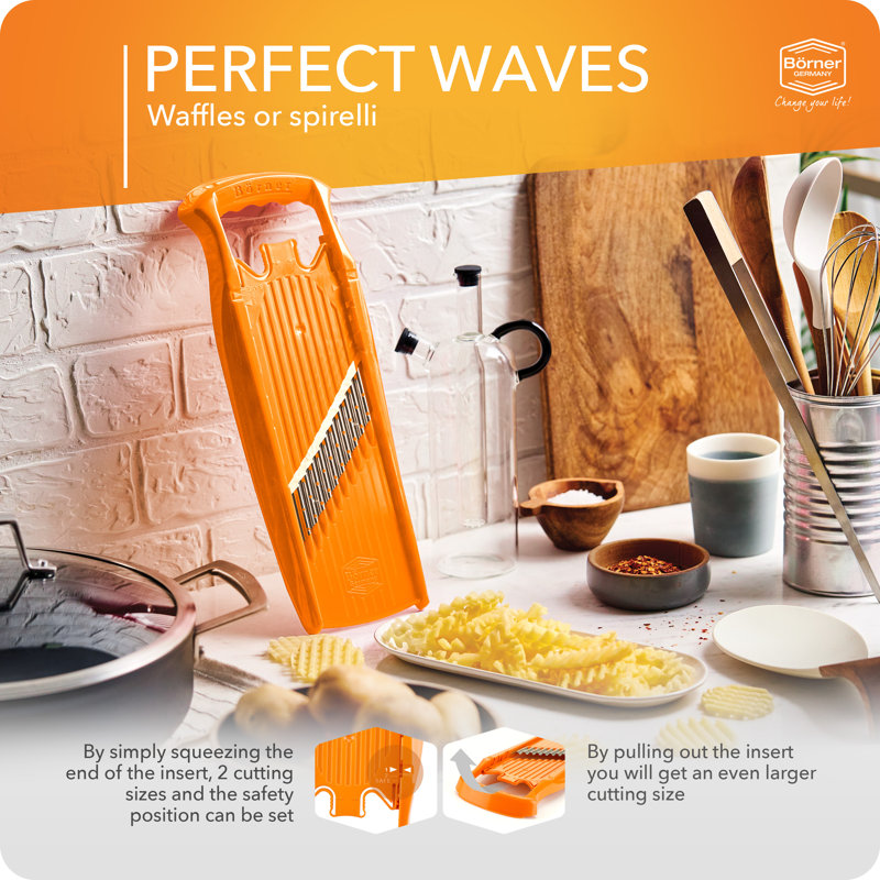 Borner Wave-waffle Power Grater, Orange, Orange