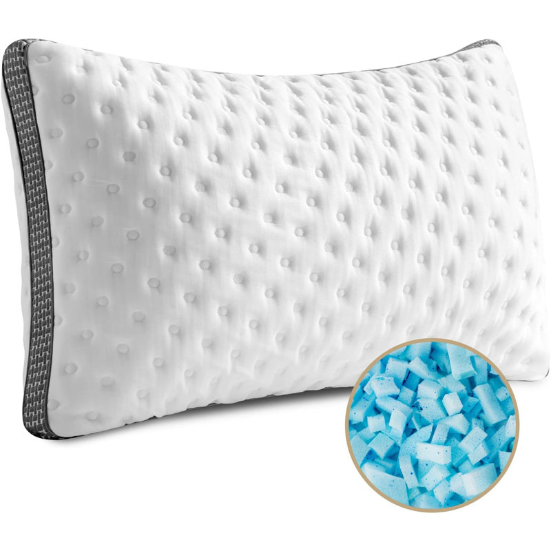 Oreiller de refroidissement très grand, paquet de 1, oreiller de lit en mousse viscoélastique gélifiée, oreiller mi-ferme pour dormir, se rafraîchir et housse lavable lisse, certifié Certipur-US
