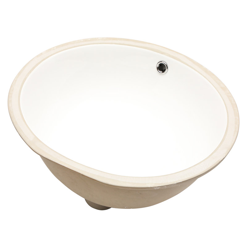 Ceramic Undermount Bathroom Sink - 19X16 Inches, White, Oval, With Overflow, Stain- Modern Overflow 19"X16", Stain , Elegant Appearance
