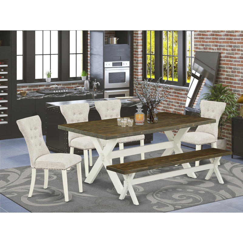 Jetset Solid Wood Top Trestle Dining Set, 6