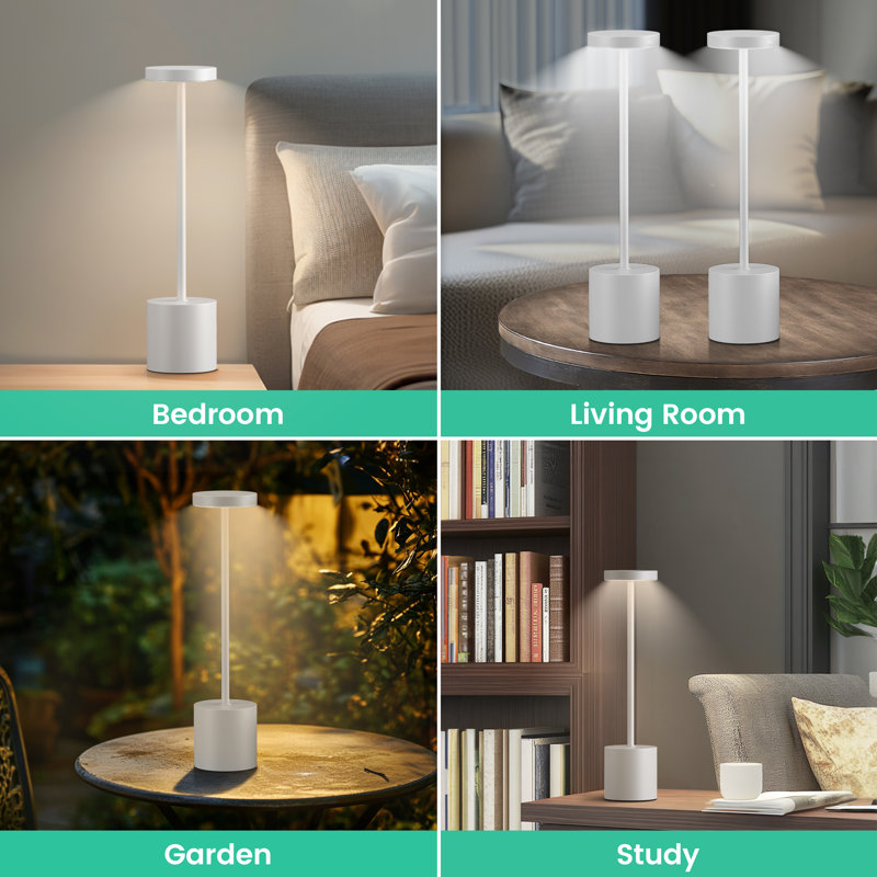 5000mAh Rechargeable Cordless Desk Lamp 13 In. Table Lamp 3 Colors 2-Pack Battery Operated Bedside Lamp, White-UPG
