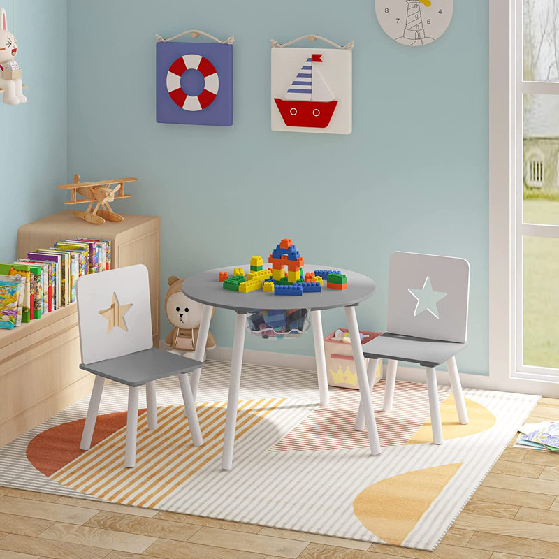 Kinloch Kids 3 Piece Round Play Or Activity Table and Chair Set