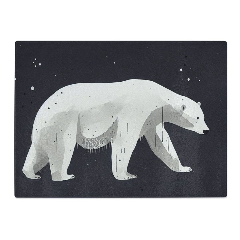 Painted Polar Bear Abstract  Glass Chopping Board