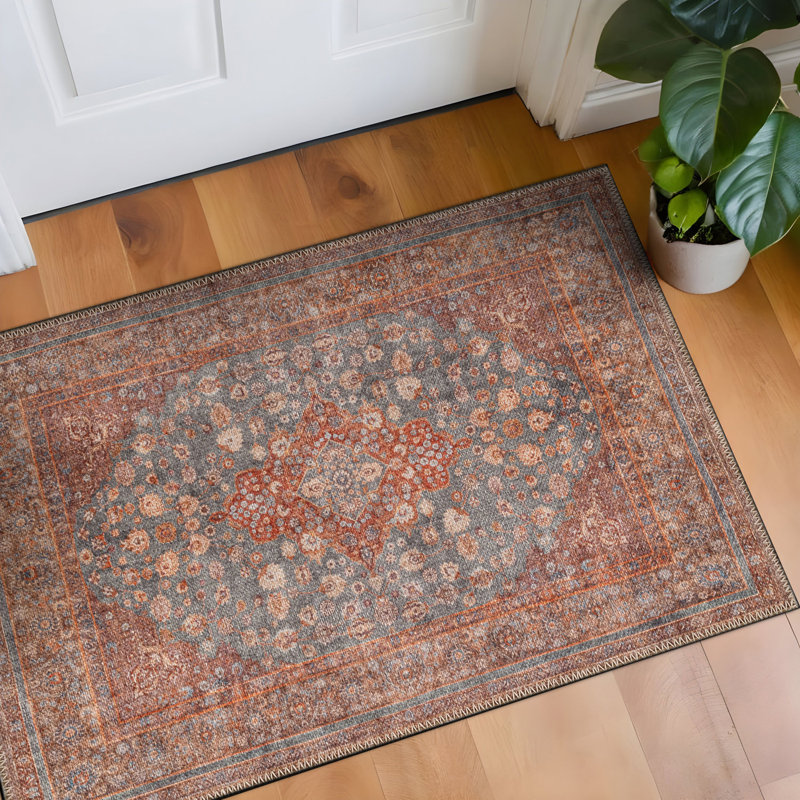 Marin Multi Bohemian Medallion Rug – Machine Washable, Flat Pile With Non-Slip Backing, Rectangle 2' x 3', Multi