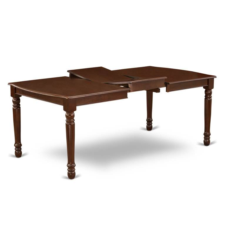 Cet ensemble de salle à manger 5 pièces comprend une table rectangulaire en bois avec un papillon et 4 chaises de salle à manger en acajou