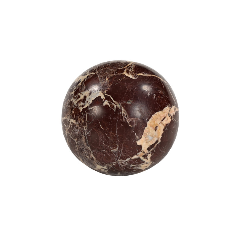 Odessa Sphere Tabletop Accent Red Levanto Marble, Red