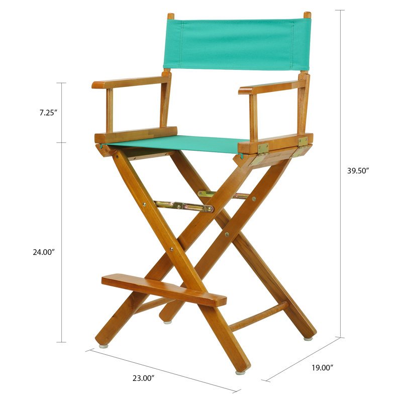 24" Folding Director Chair, Teal, Honey Oak