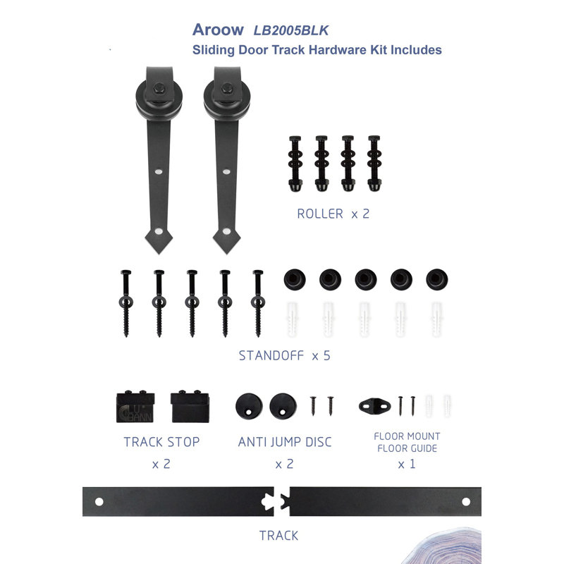Black Steel Sliding Barn Door Hardware Kit