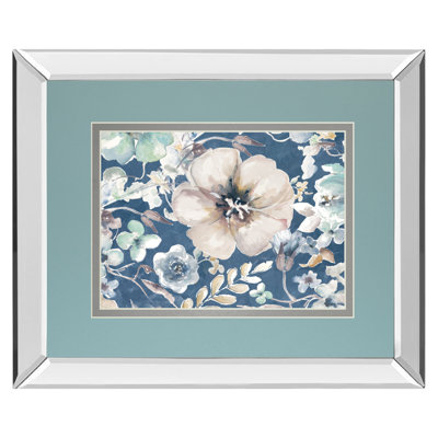 Art mural Indigo Bloom - 34 po x 40 po - Cadre en miroir
