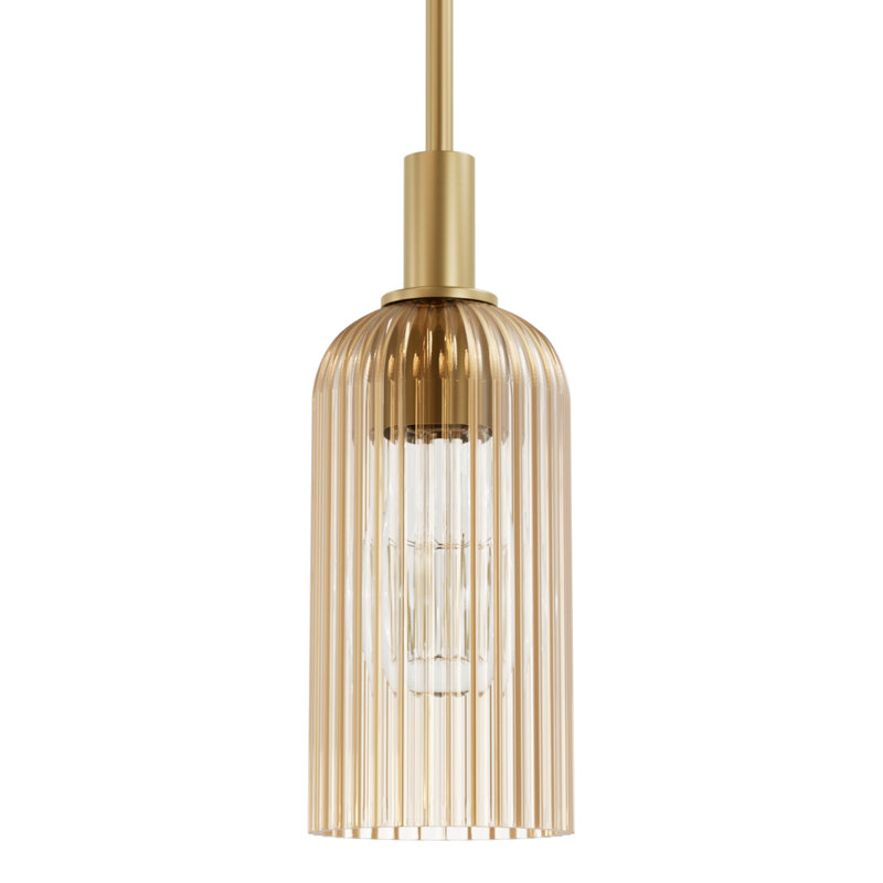 Hunter x Jasmine Roth Beverly Glen 1 Light Pendant Ceiling Light Fixture, Amber, Luxe Gold