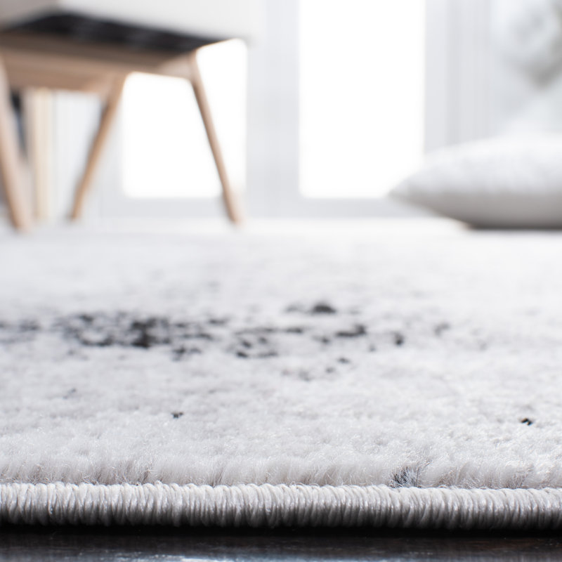 Tapis gris à motif abstrait Hindsboro, Tapis de couloir 2 pi x 8 pi