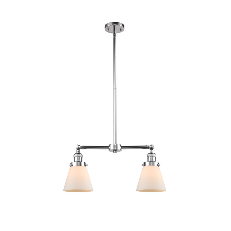 Stonecipher 2 - Light Kitchen Island Pendant, Matte White Cased, 6 Watt Vinage LED Bulb, Polished Chrome
